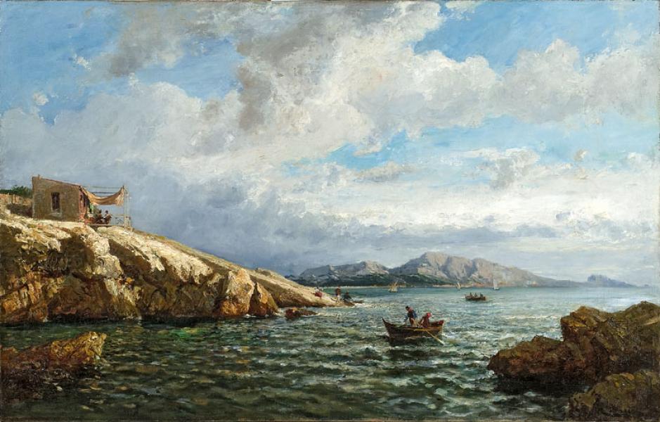 Pêcheur dans l'anse de Maldormé
