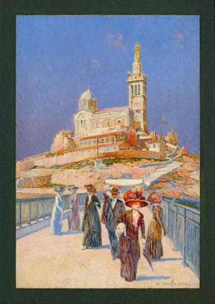 Elégantes sur la passerelle devant Notre-Dame-de-la-Garde. David DELLEPIANE