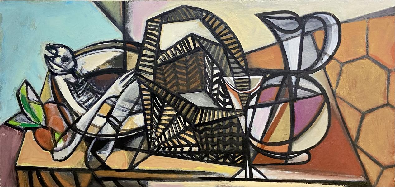 Nature morte panier, carafe, août 1985