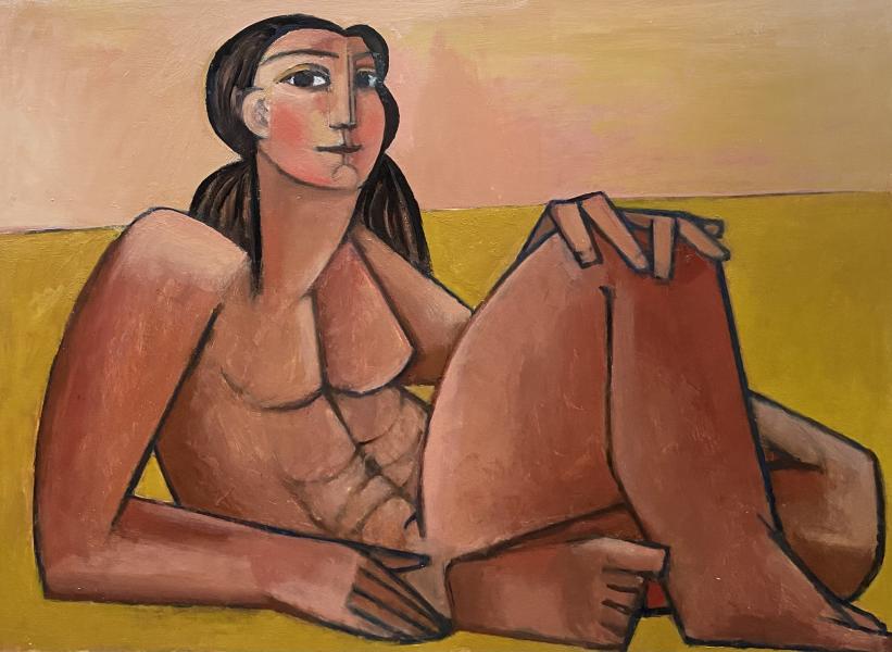 Nu, une main au genou, juillet 2002